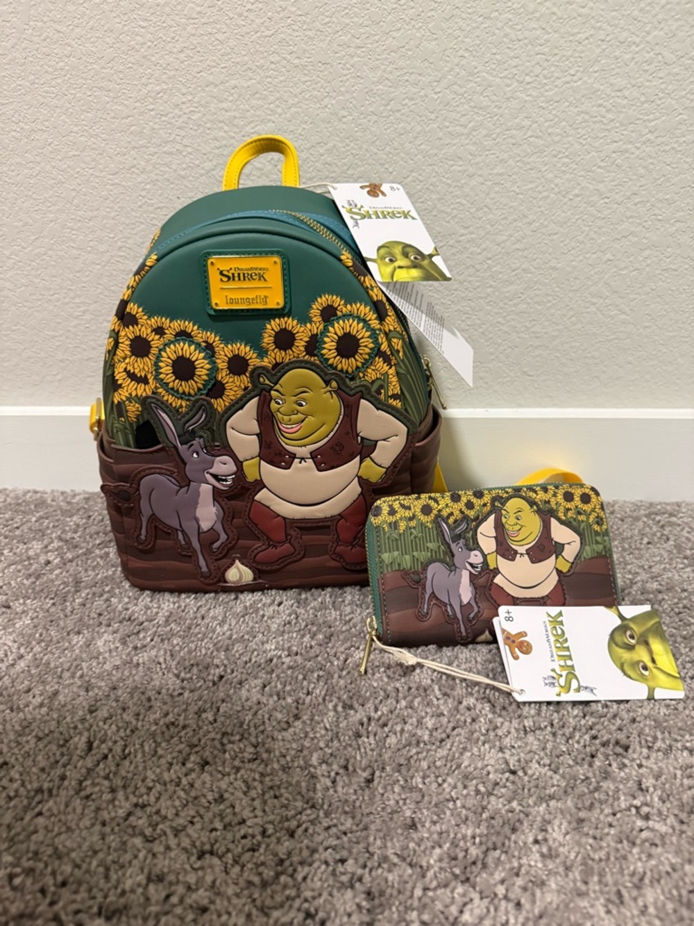 Loungefly x Shrek Green Sunflower Mini Backpack & Wallet Set